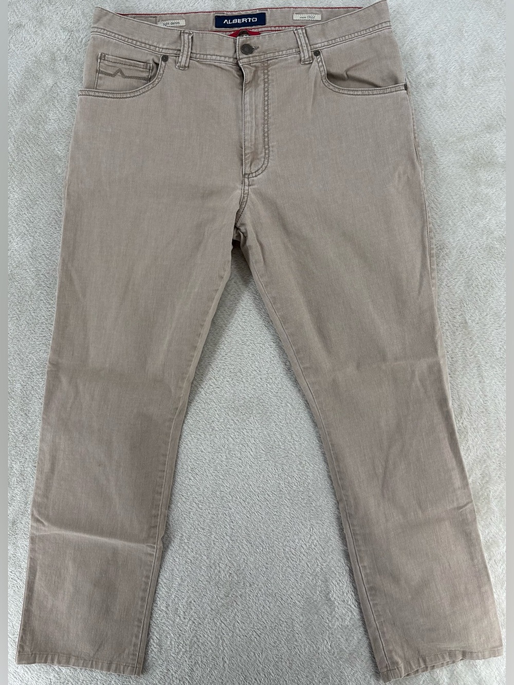 Alberto Light Denim Beige Jeans Men's 36x34 Premium European Stretch Pants